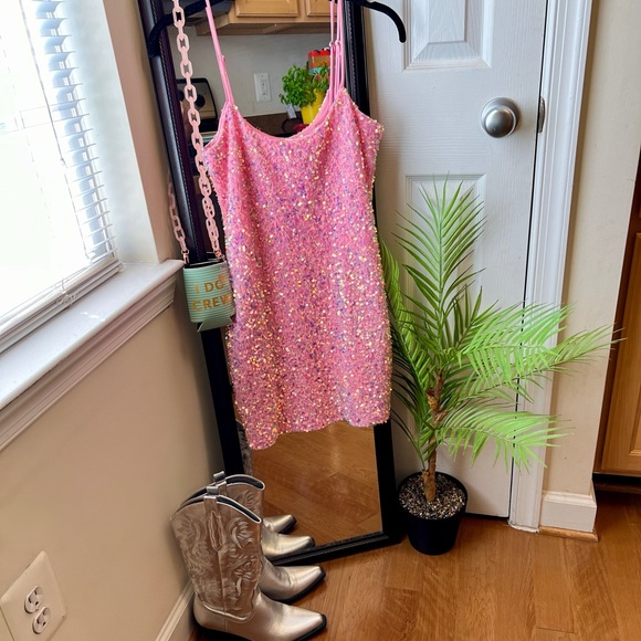 NWOT Lucy In The Sky Iridescent Pink Dress - Picture 5 of 14